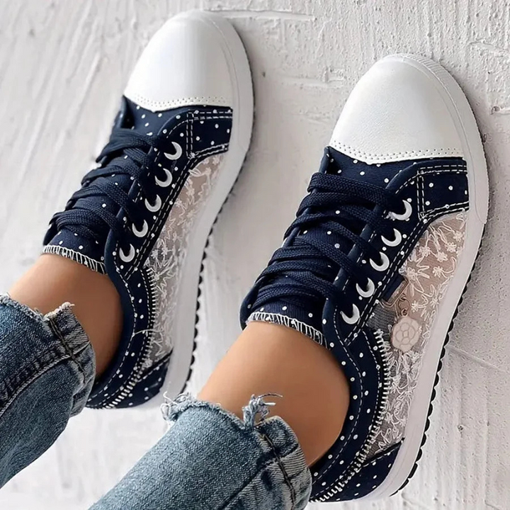 CARO | ELEGANTE DAMESNEAKERS MED BLOMSTERMOTIVER