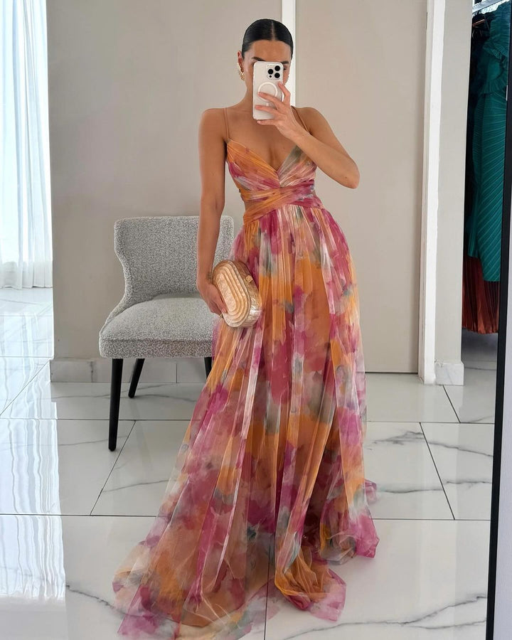 Giselle - Elegant maxikjole med blomstermønster