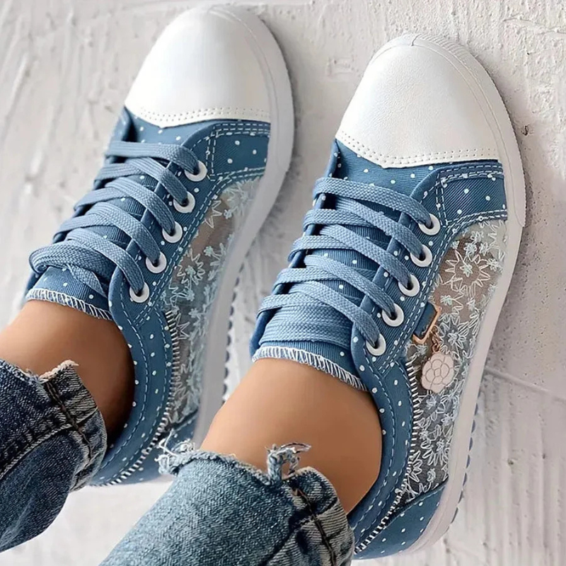 CARO | ELEGANTE DAMESNEAKERS MED BLOMSTERMOTIVER