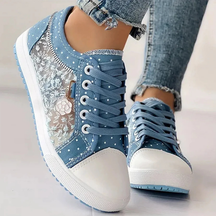 CARO | ELEGANTE DAMESNEAKERS MED BLOMSTERMOTIVER