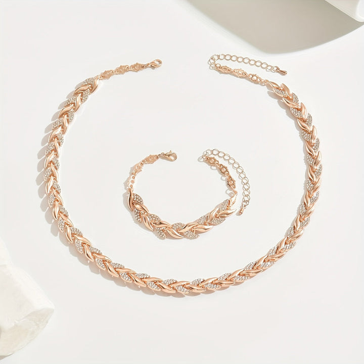 Elegant smykkesett med rhinestones og glass – Fishtail