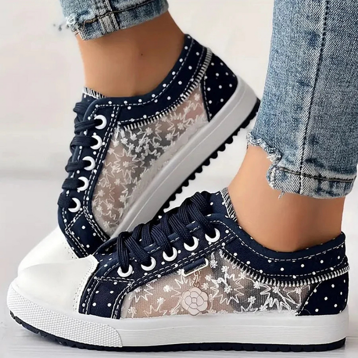 CARO | ELEGANTE DAMESNEAKERS MED BLOMSTERMOTIVER