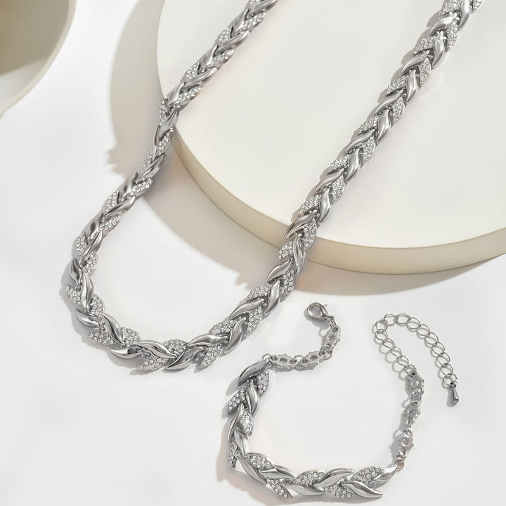 Elegant smykkesett med rhinestones og glass – Fishtail