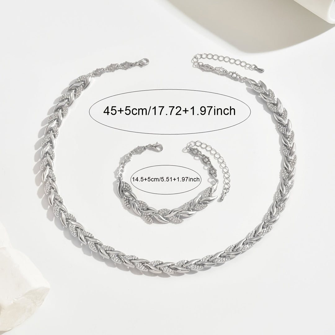Elegant smykkesett med rhinestones og glass – Fishtail