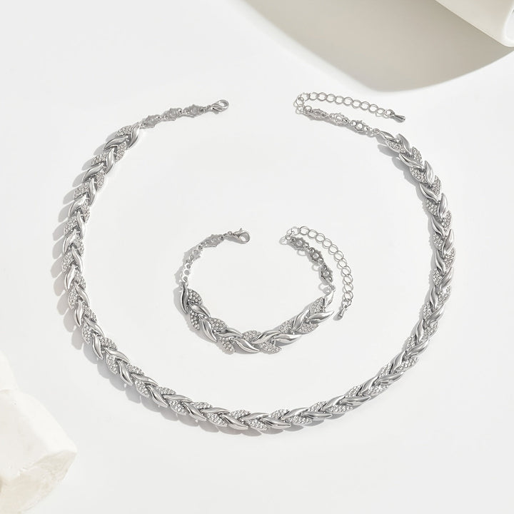 Elegant smykkesett med rhinestones og glass – Fishtail