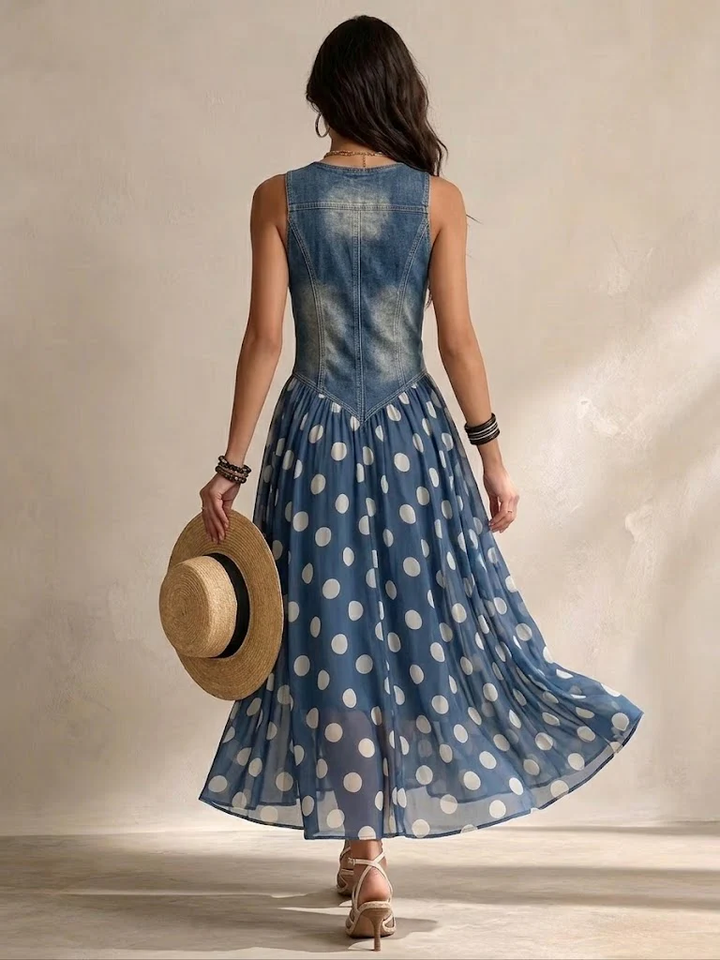 Bianca | Elegant Midi Kjole med Prikker