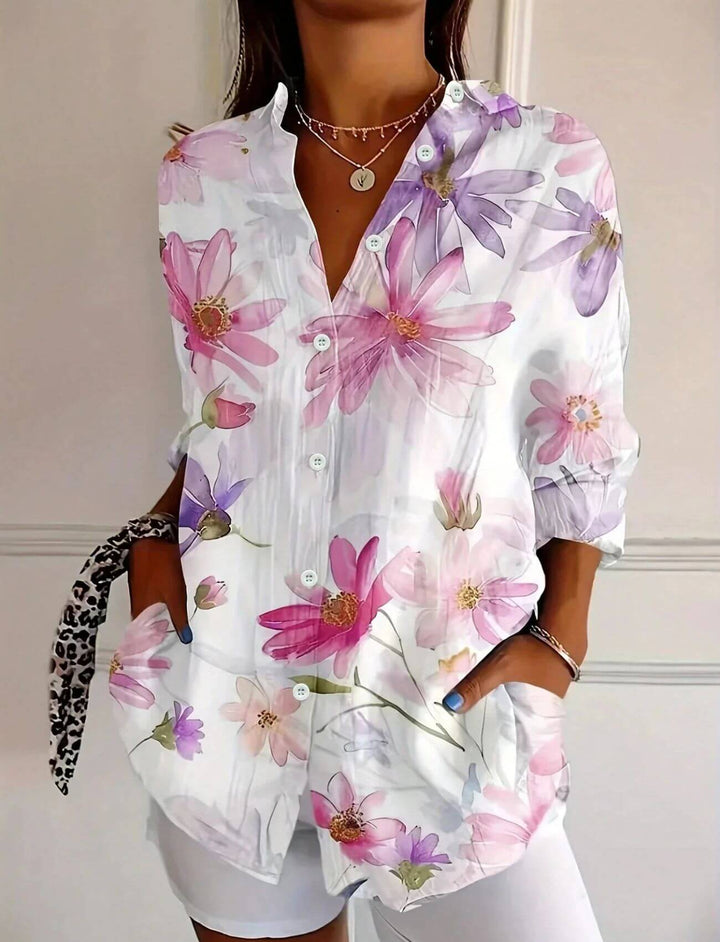 Caroline – Komfortabel Bluse med Fargerikt Blomsterprint