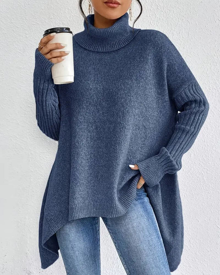 Grete - Elegant Asymmetrisk Høyhalset Genser