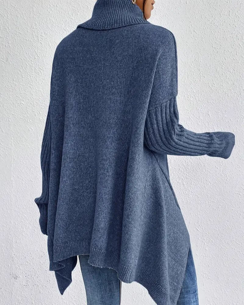 Grete - Elegant Asymmetrisk Høyhalset Genser