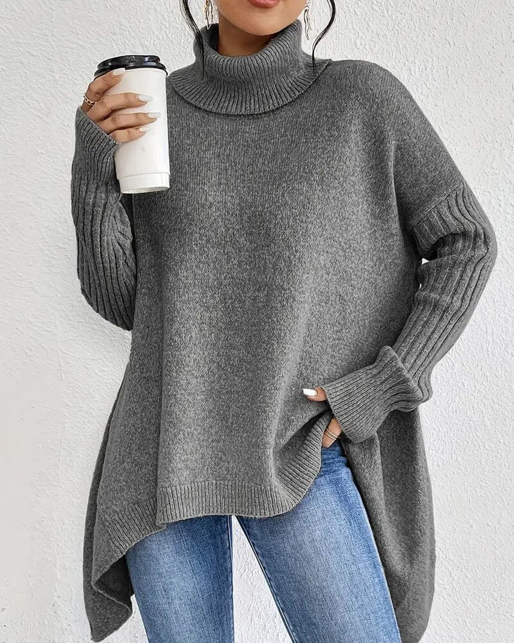Grete - Elegant Asymmetrisk Høyhalset Genser