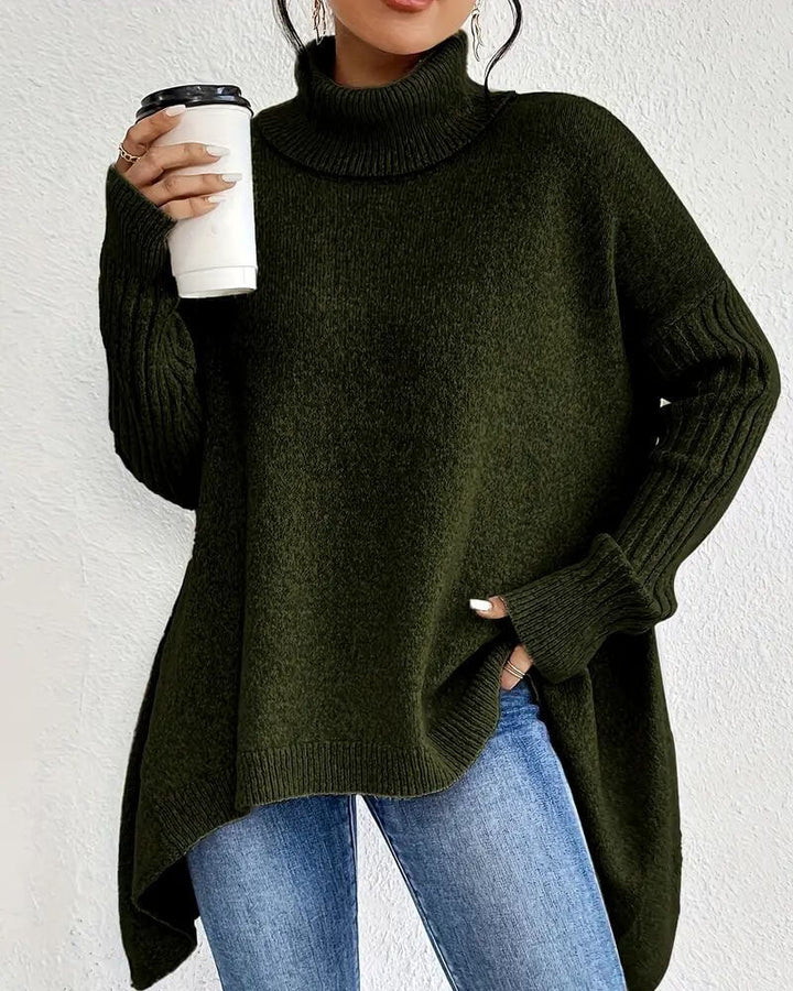 Grete - Elegant Asymmetrisk Høyhalset Genser