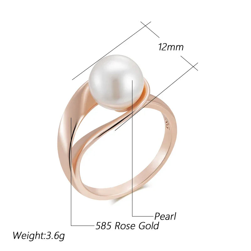 Geometrisk ring med eksklusiv perle i roségull