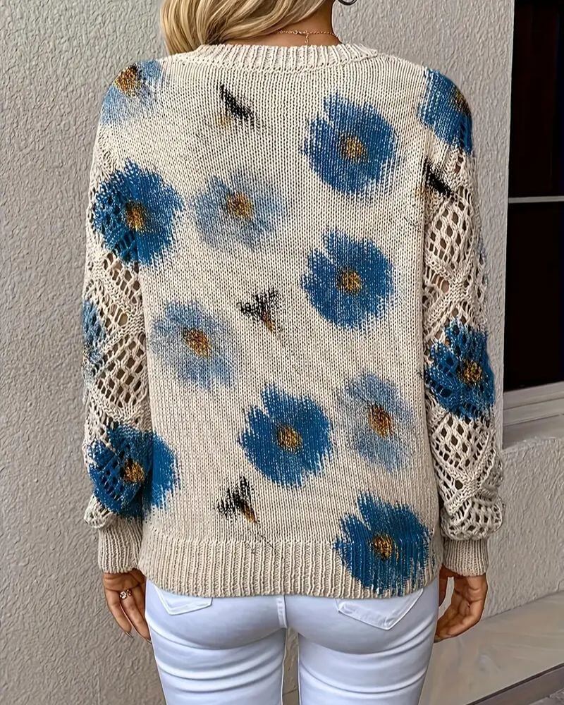 Ulrika - Elegant Blomstrete Strikkegenser
